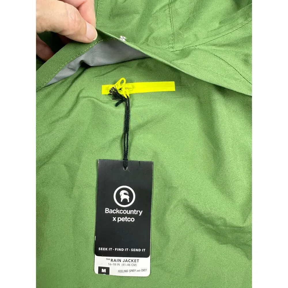Backcountry x Petco Dog Rain Jacket Green Waterproof Hooded Medium